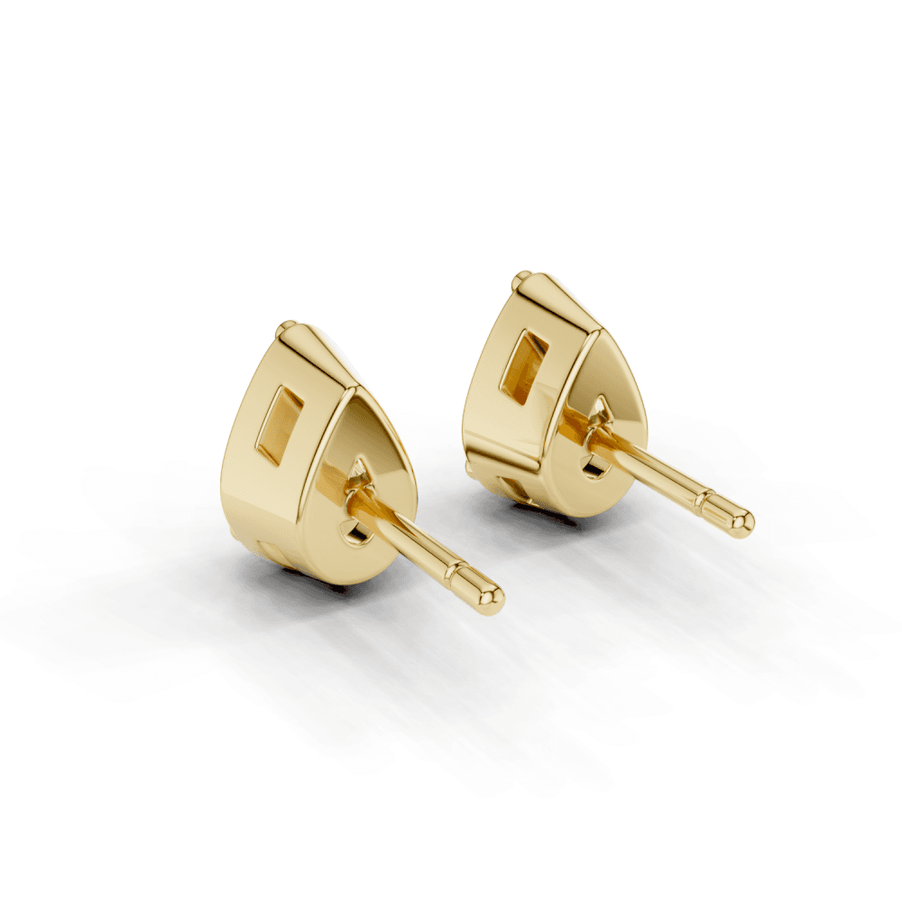 Pear Cut Diamond 4 Claw Bezel Stud Earrings