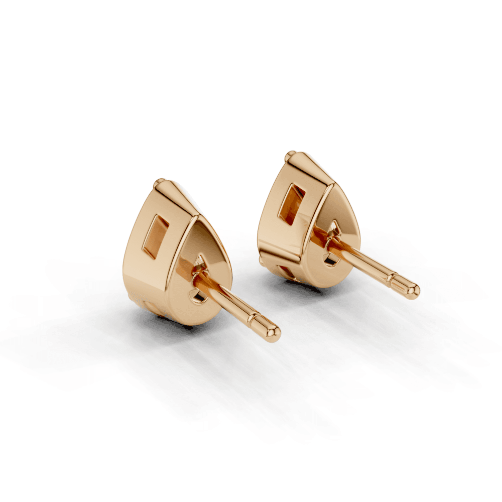 Pear Cut Diamond 4 Claw Bezel Stud Earrings