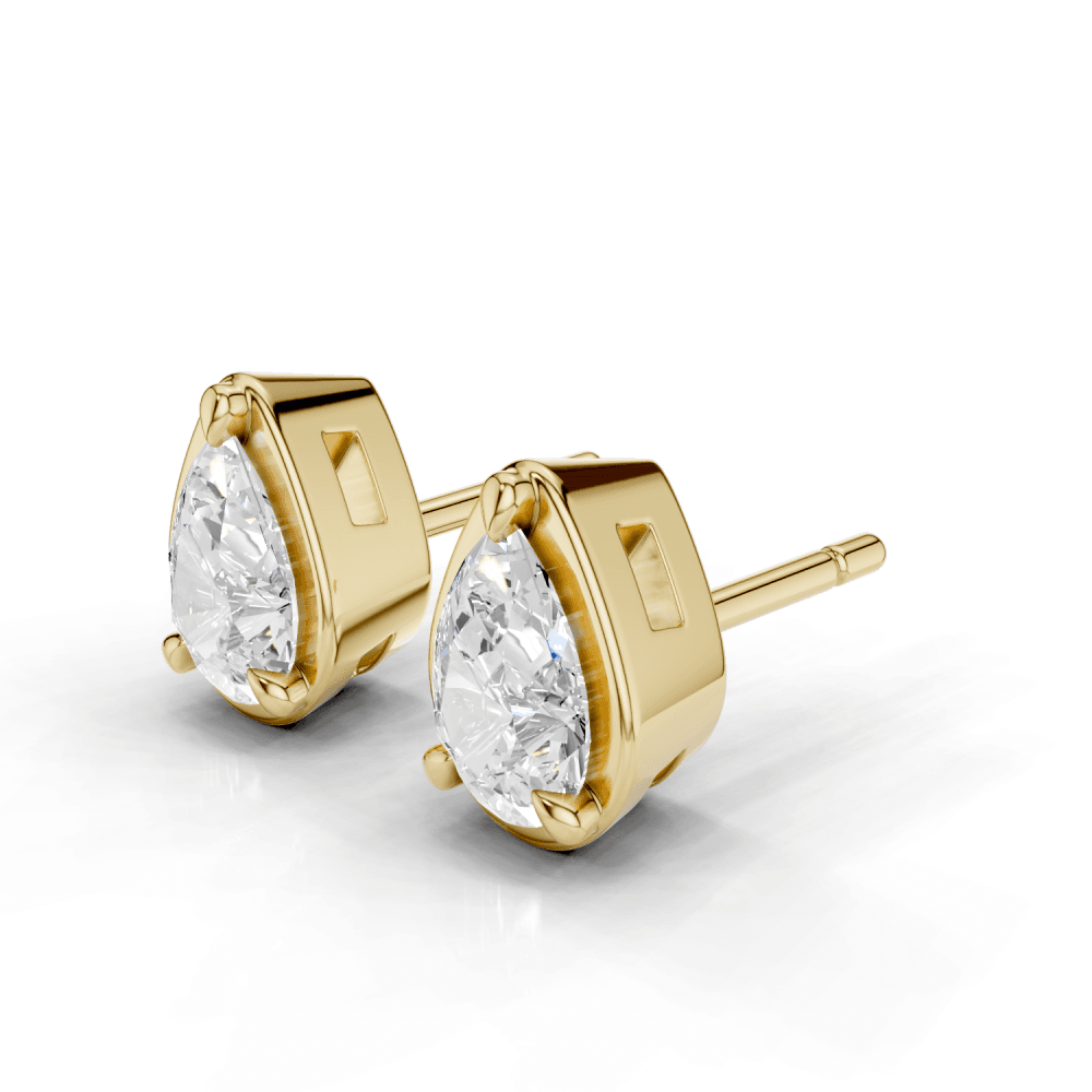 Pear Cut Diamond 4 Claw Bezel Stud Earrings