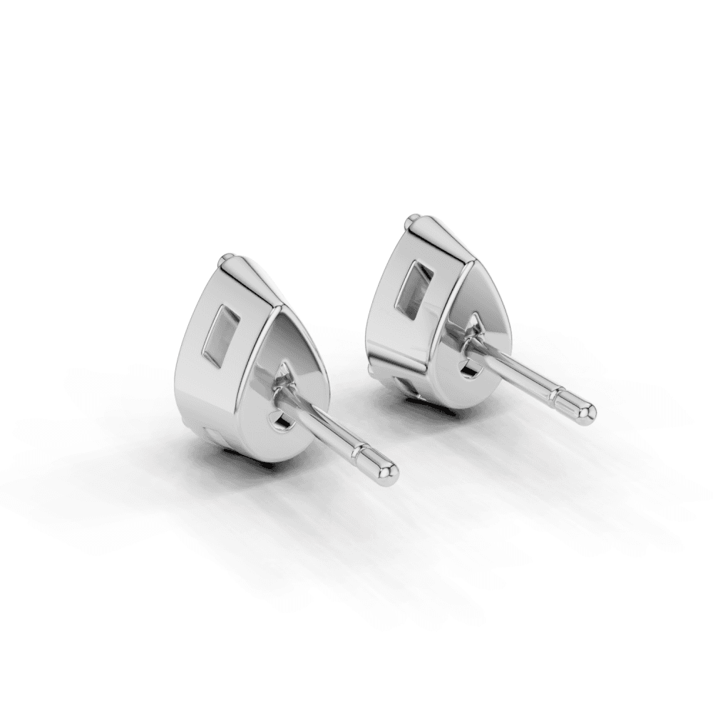 Pear Cut Diamond 4 Claw Bezel Stud Earrings