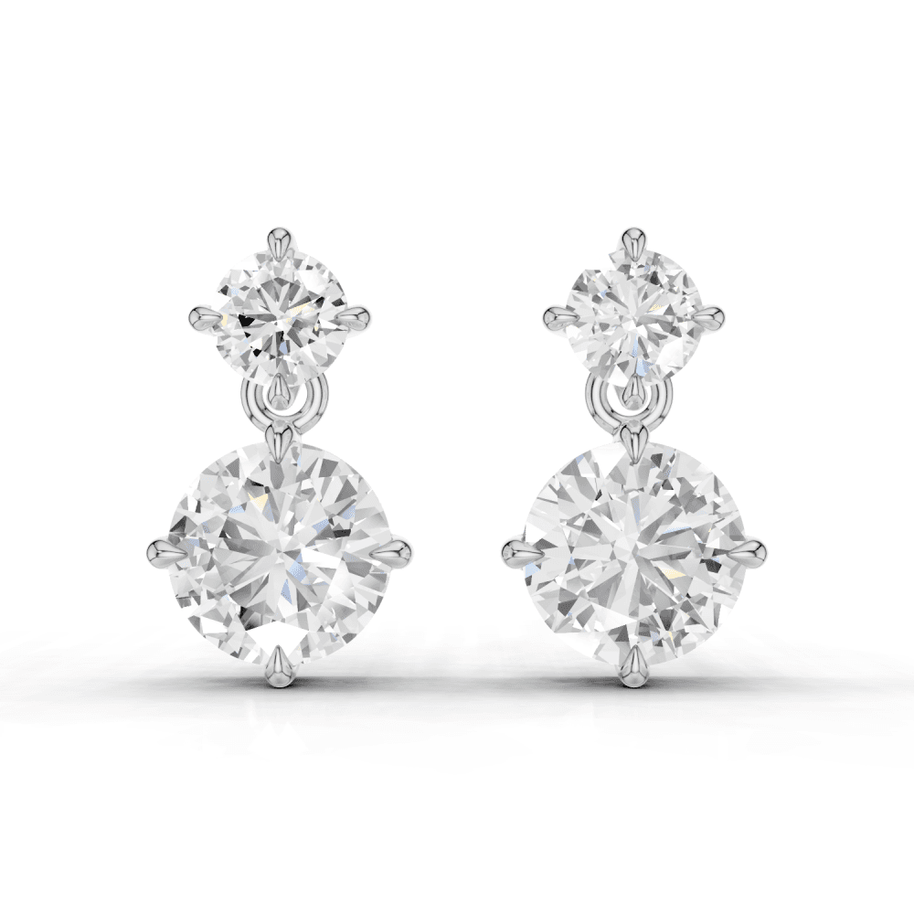 2.5ct Round Cut Drop Earrings