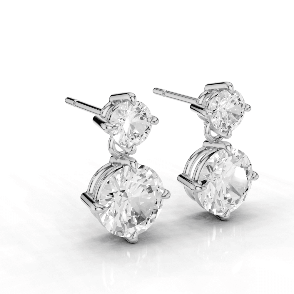 2.5ct Round Cut Drop Earrings