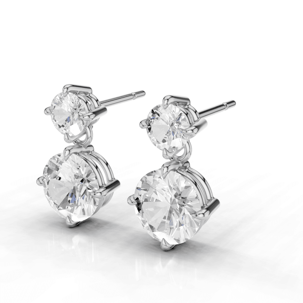 2.5ct Round Cut Drop Earrings