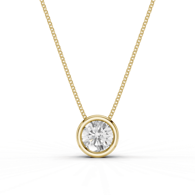 Round Cut Diamond Bezel Set Floating Pendant Necklace