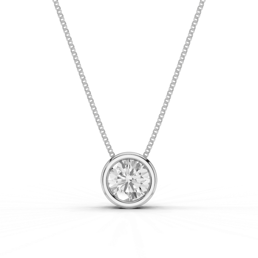 Round Cut Diamond Bezel Set Floating Pendant Necklace