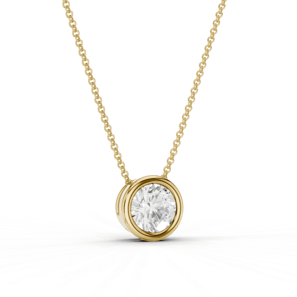Round Cut Diamond Bezel Set Floating Pendant Necklace
