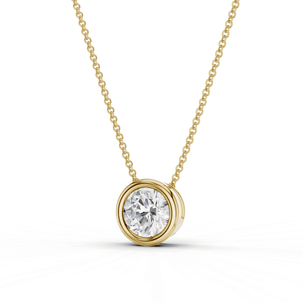 Round Cut Diamond Bezel Set Floating Pendant Necklace
