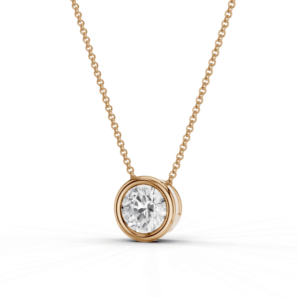 Round Cut Diamond Bezel Set Floating Pendant Necklace