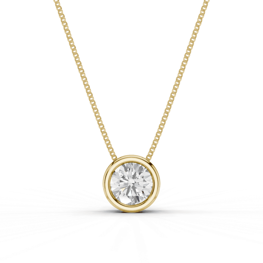 Round Cut Diamond Bezel Set Floating Pendant Necklace