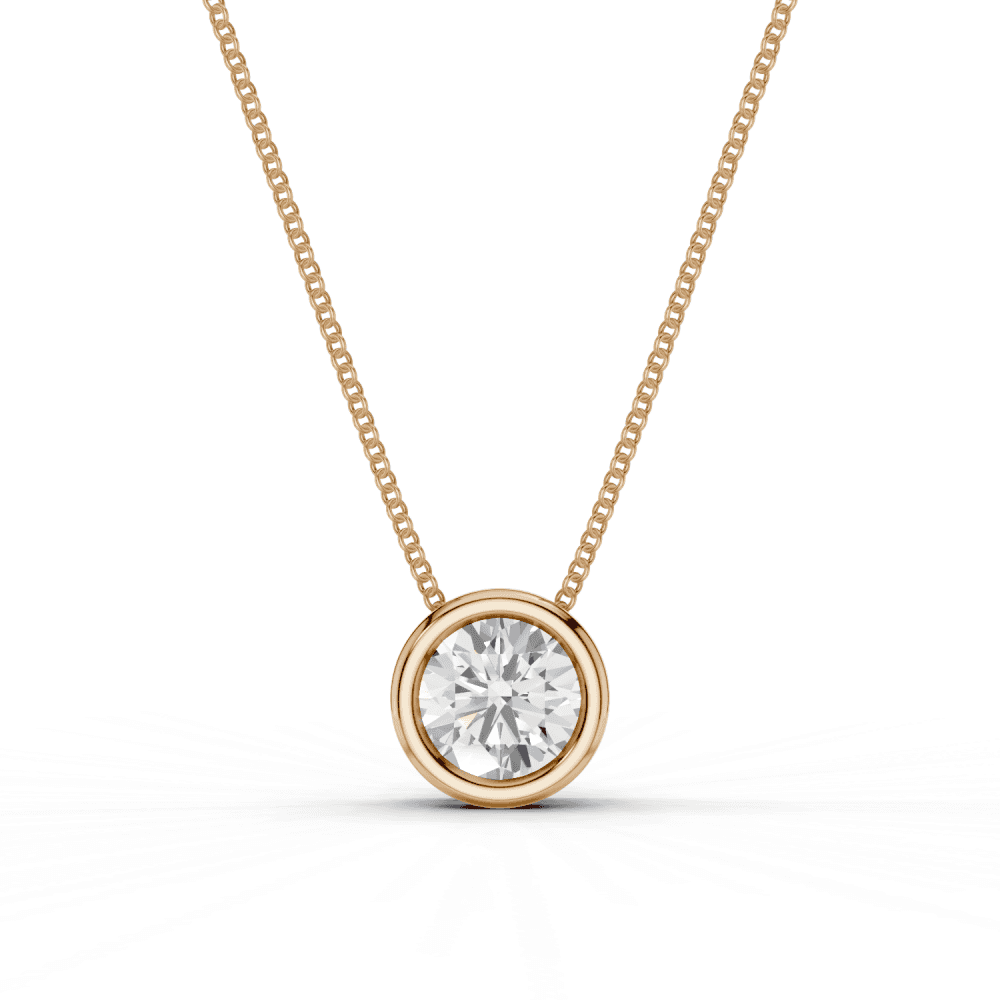 Round Cut Diamond Bezel Set Floating Pendant Necklace