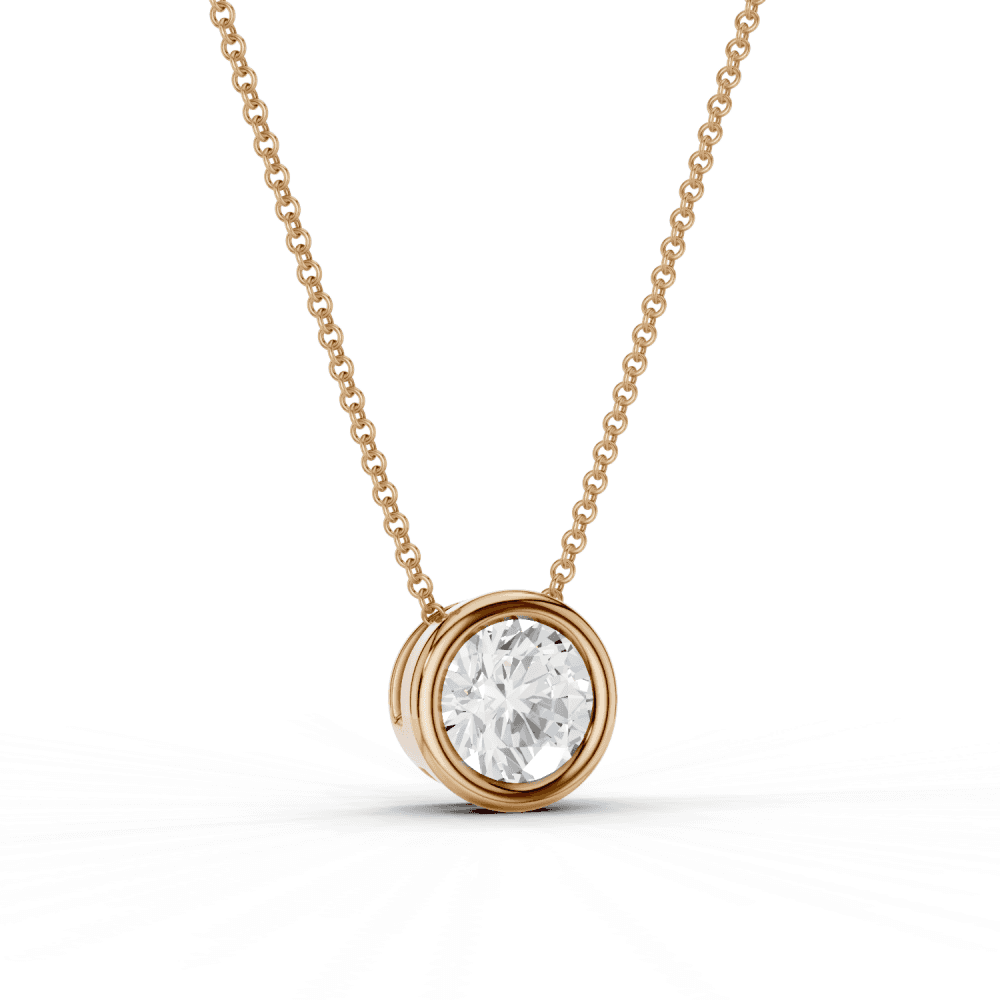 Round Cut Diamond Bezel Set Floating Pendant Necklace