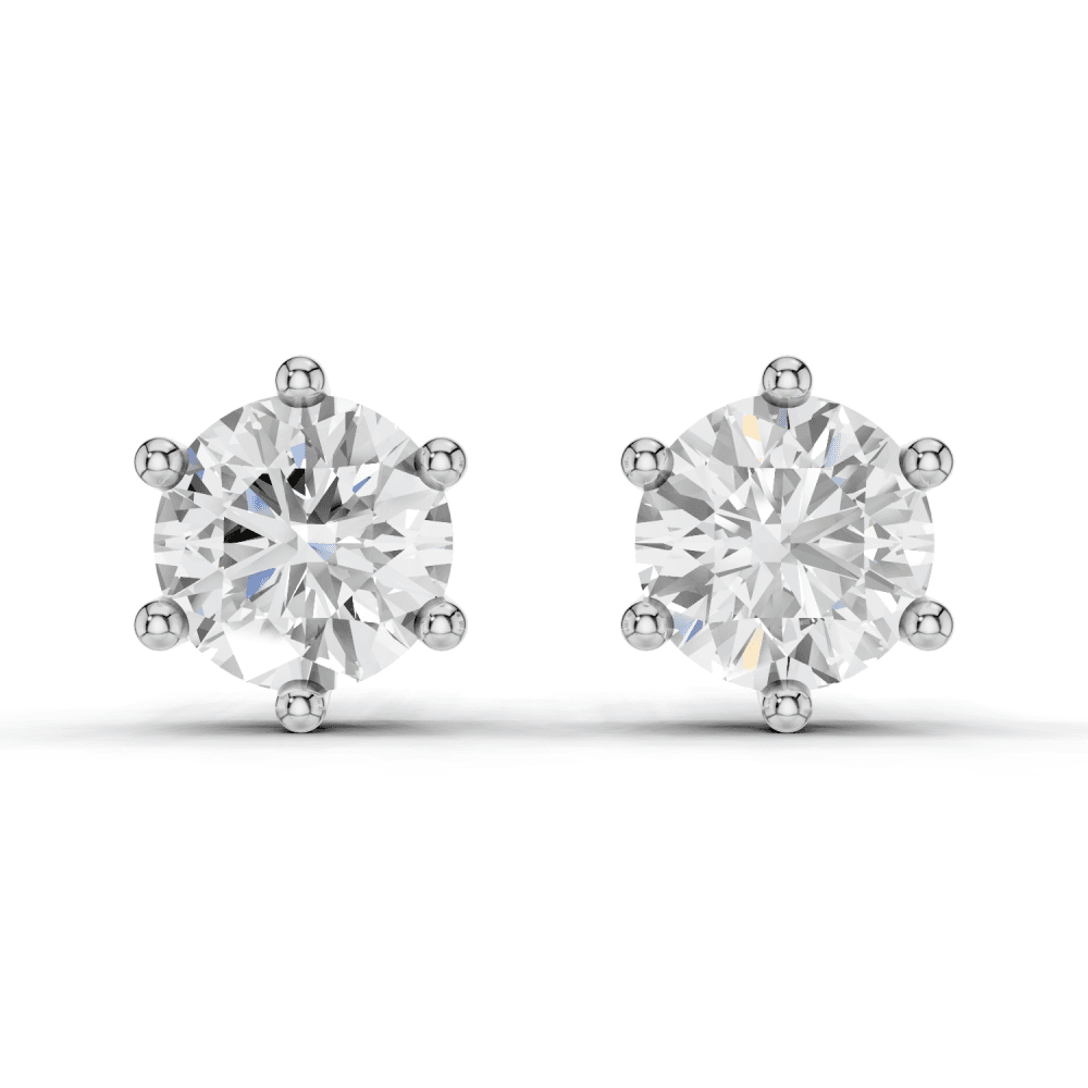 Round 6 Claw Diamond Stud Earrings