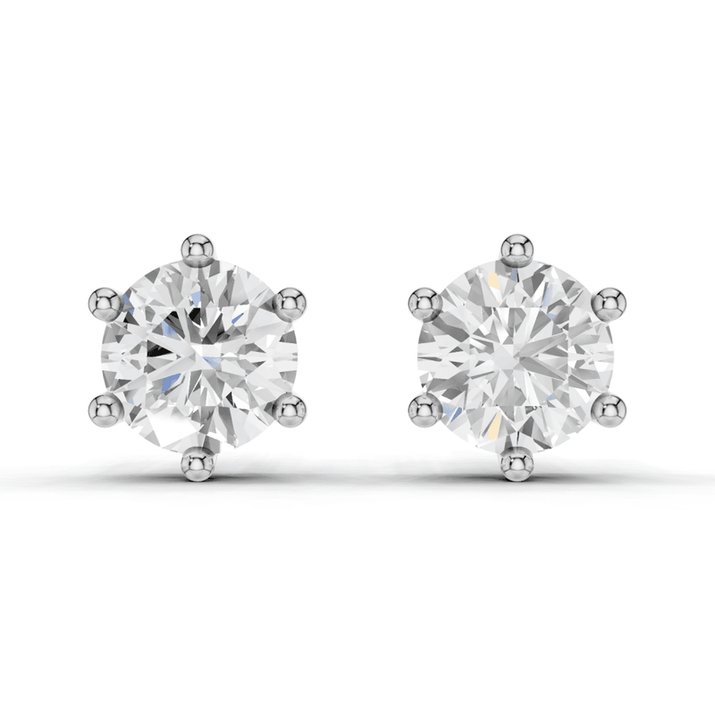 Round 6 Claw Diamond Stud Earrings