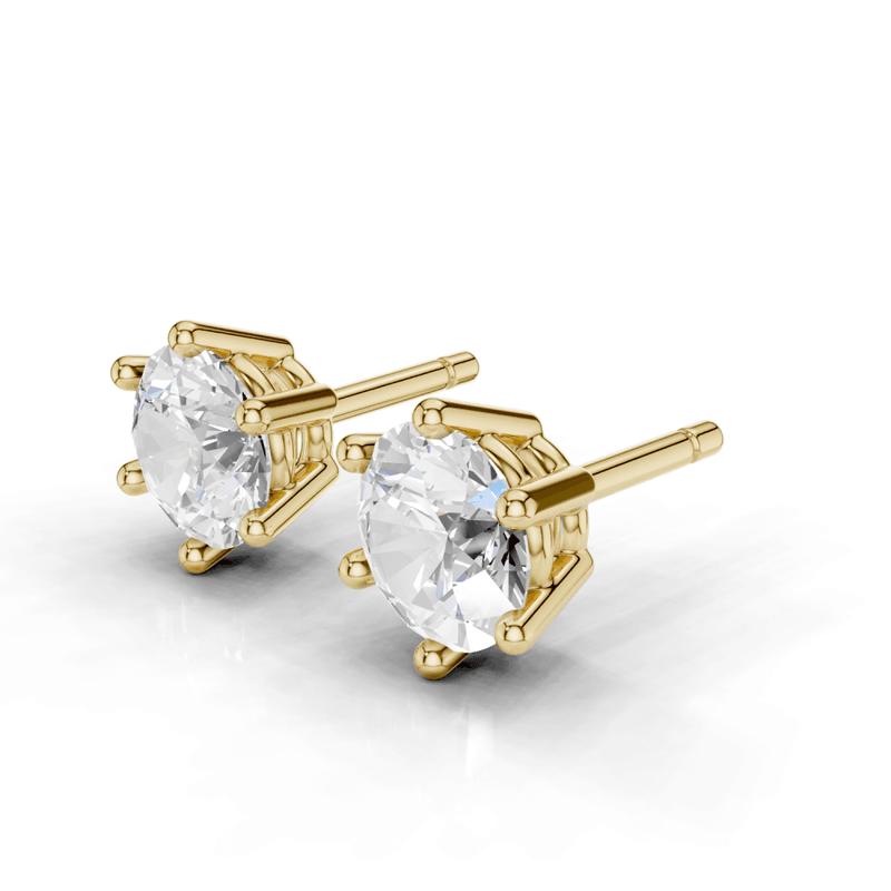 Round 6 Claw Diamond Stud Earrings
