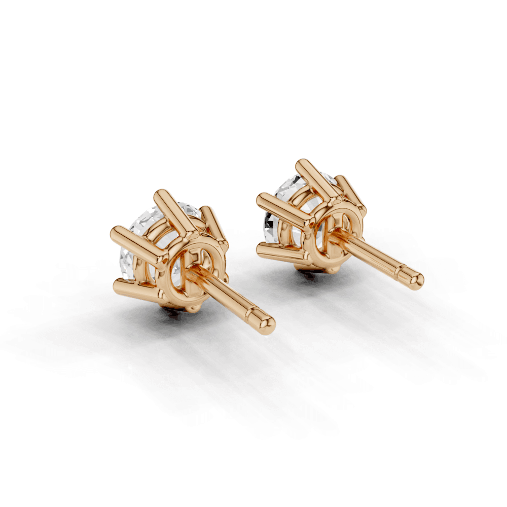 Round 6 Claw Diamond Stud Earrings