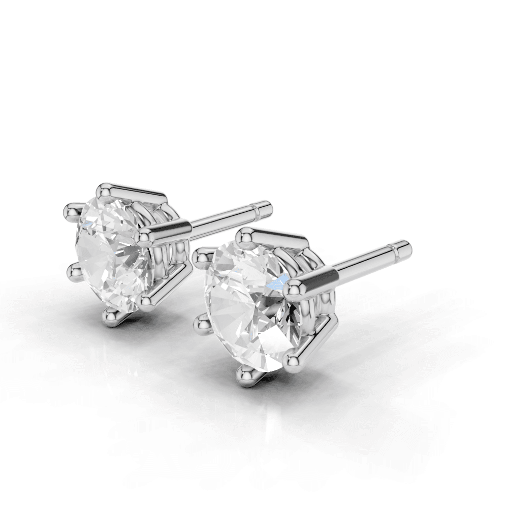 Round 6 Claw Diamond Stud Earrings