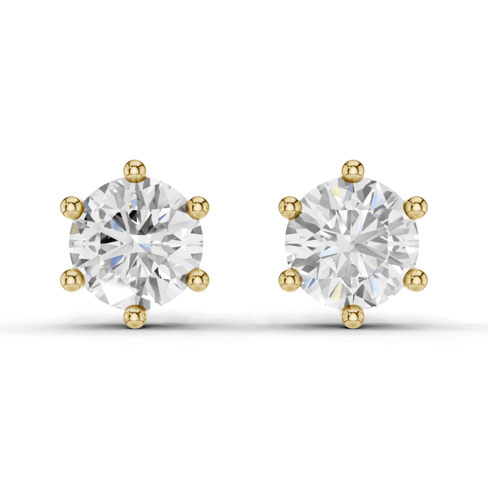 Round 6 Claw Diamond Stud Earrings