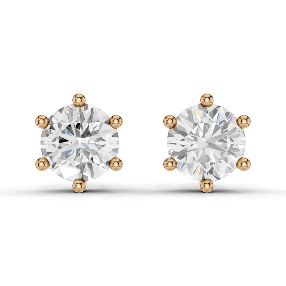 Round 6 Claw Diamond Stud Earrings