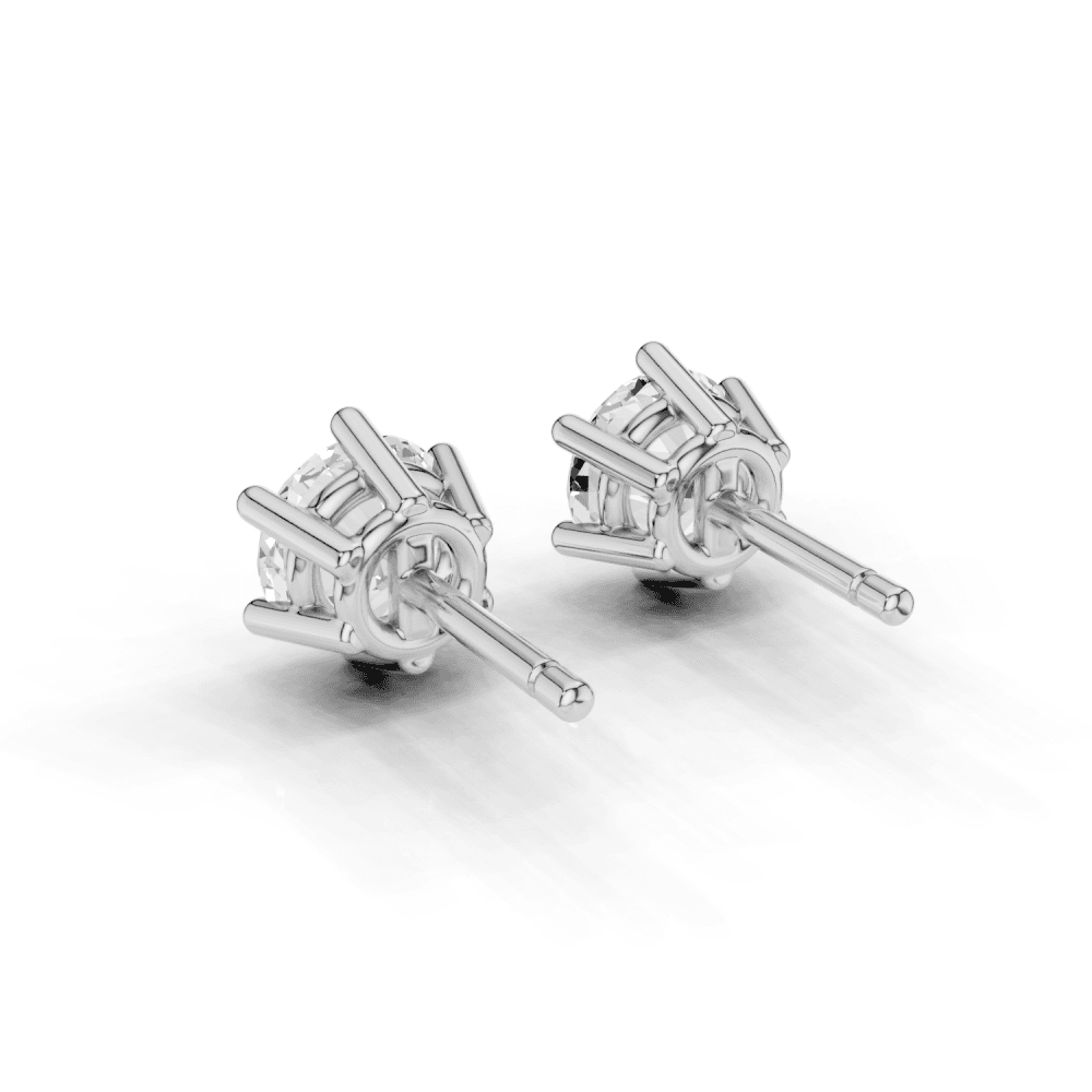 Round 6 Claw Diamond Stud Earrings