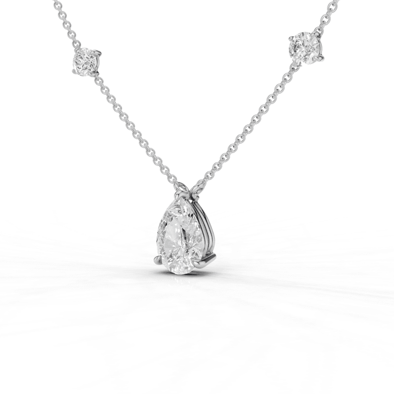 Pear Cut Diamond 5 Stone Pendant Necklace