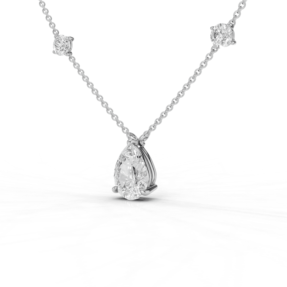 Pear Cut Diamond 5 Stone Pendant Necklace