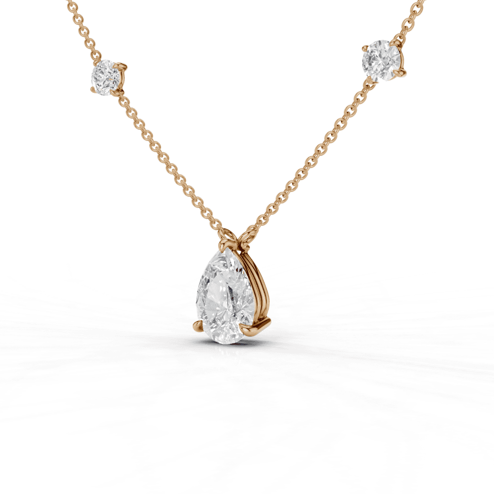 Pear Cut Diamond 5 Stone Pendant Necklace