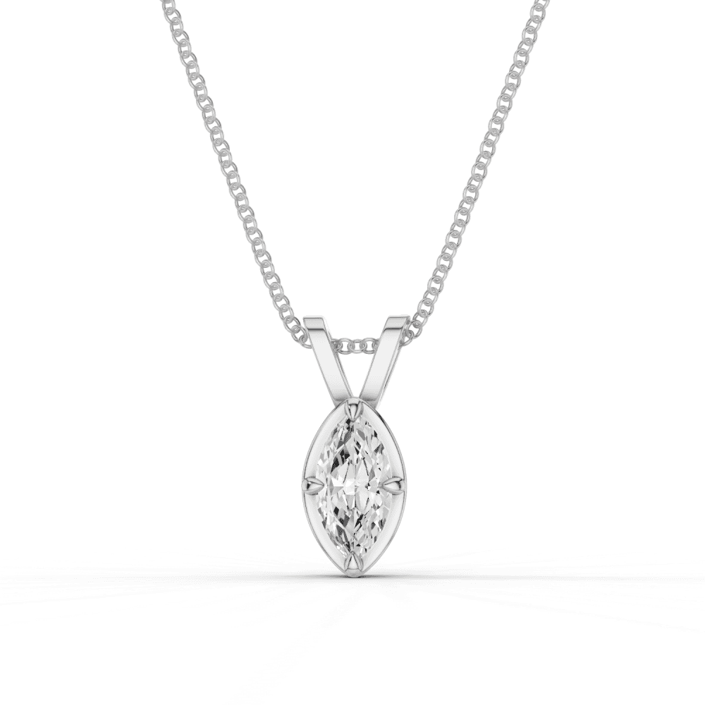Marquise Cut Diamond 4 Claw Bezel Pendant Necklace
