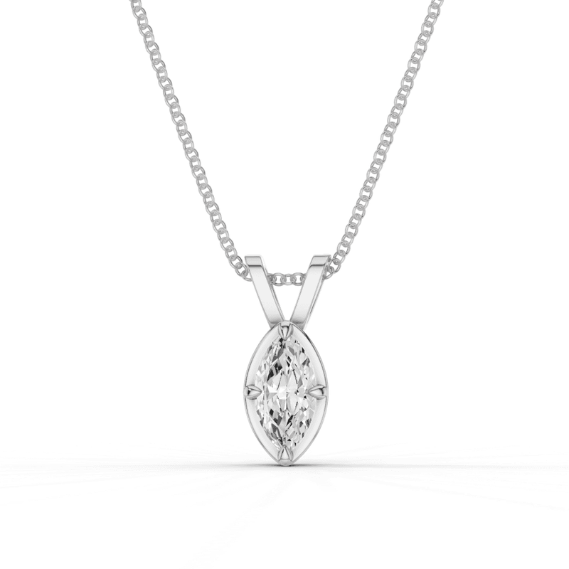 Marquise Cut Diamond 4 Claw Bezel Pendant Necklace