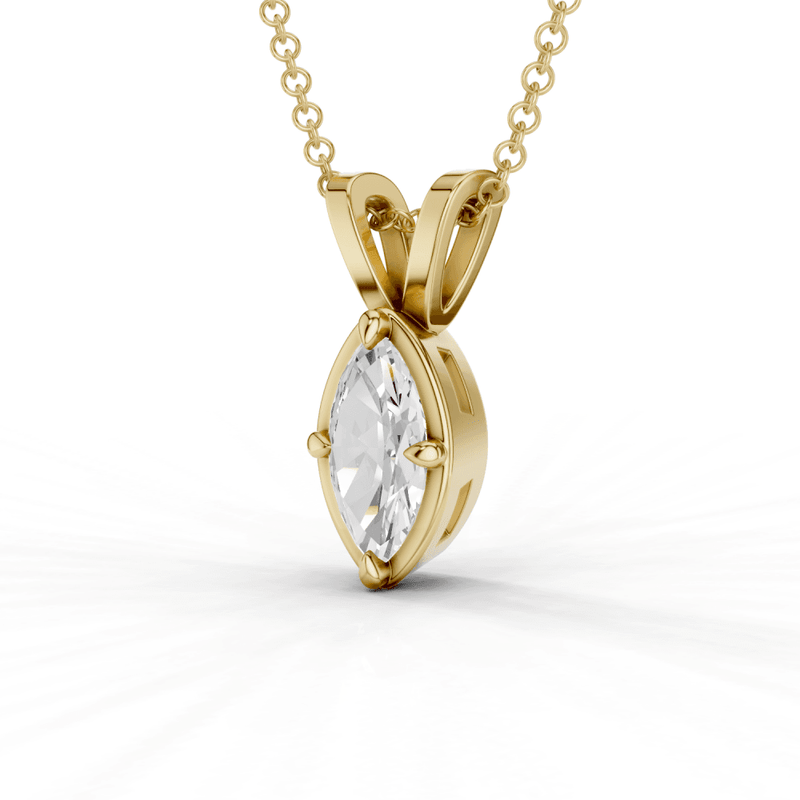 Marquise Cut Diamond 4 Claw Bezel Pendant Necklace
