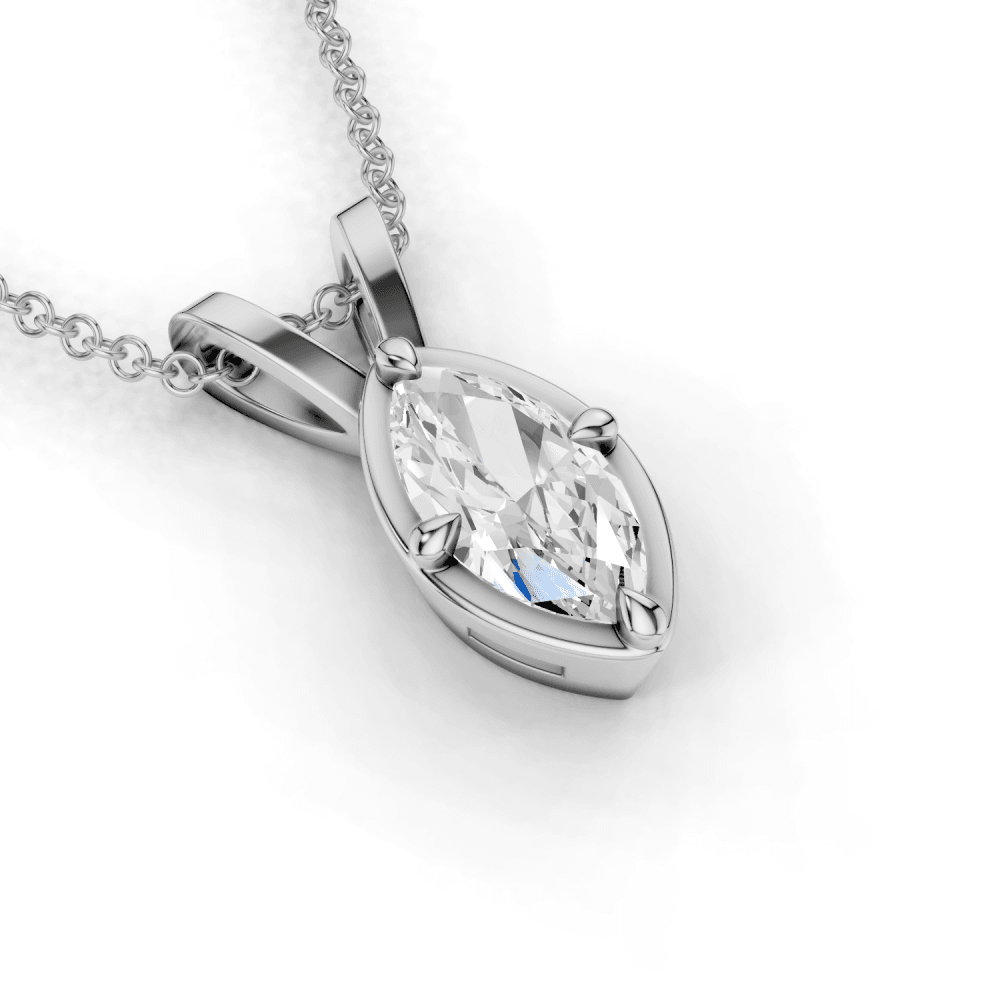 Marquise Cut Diamond 4 Claw Bezel Pendant Necklace