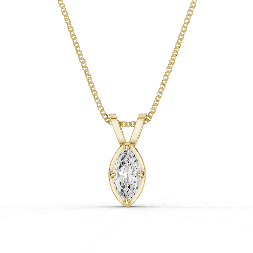 Marquise Cut Diamond 4 Claw Bezel Pendant Necklace