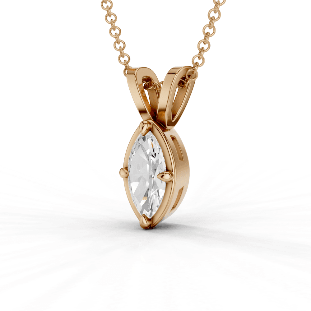 Marquise Cut Diamond 4 Claw Bezel Pendant Necklace