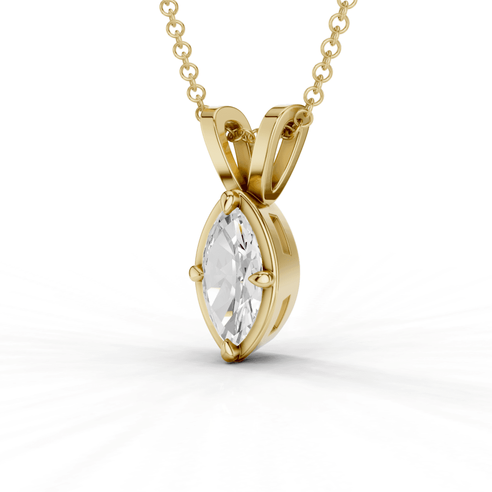 Marquise Cut Diamond 4 Claw Bezel Pendant Necklace