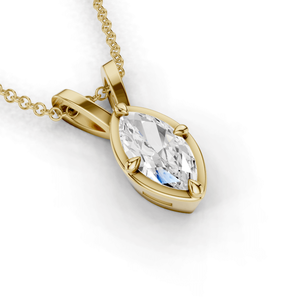 Marquise Cut Diamond 4 Claw Bezel Pendant Necklace