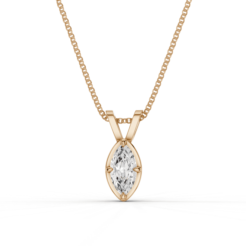 Marquise Cut Diamond 4 Claw Bezel Pendant Necklace