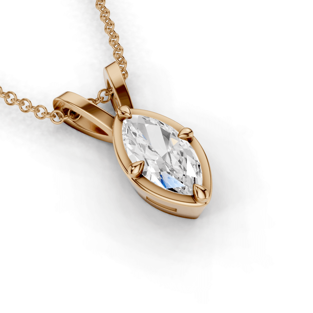 Marquise Cut Diamond 4 Claw Bezel Pendant Necklace