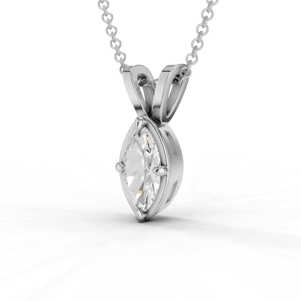 Marquise Cut Diamond 4 Claw Bezel Pendant Necklace
