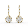 Round Cut Diamond Halo Drop Stud Earrings
