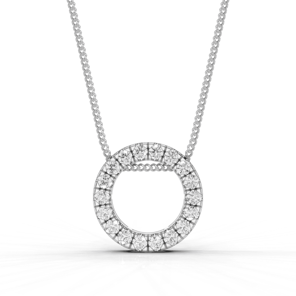 Round Cut Diamond Circle Pendant Necklace