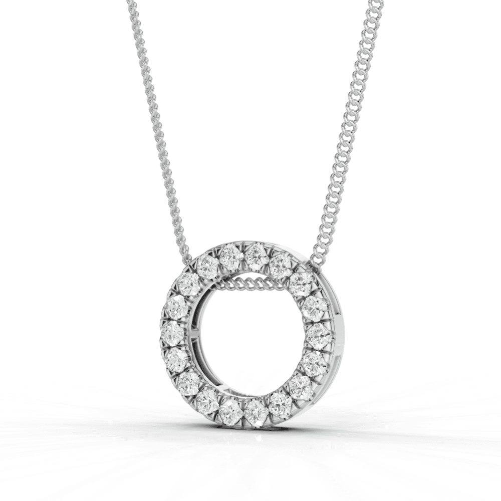 Round Cut Diamond Circle Pendant Necklace