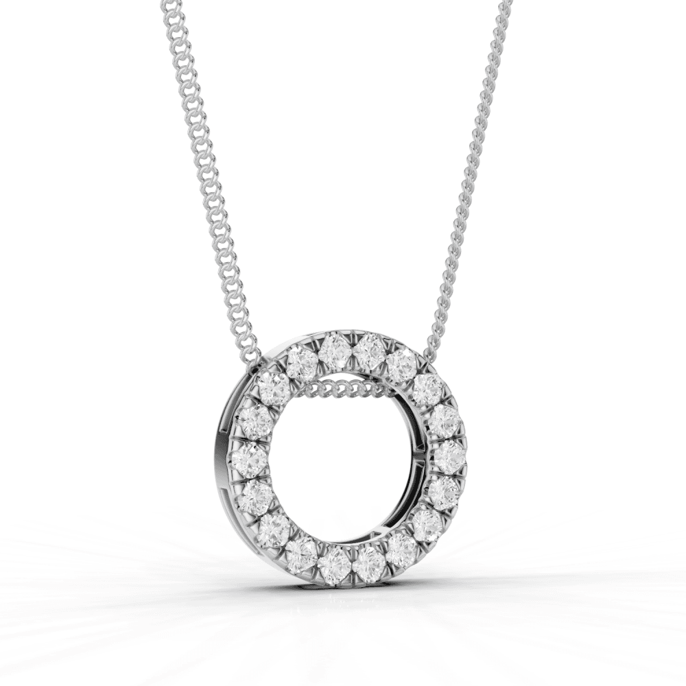 Round Cut Diamond Circle Pendant Necklace