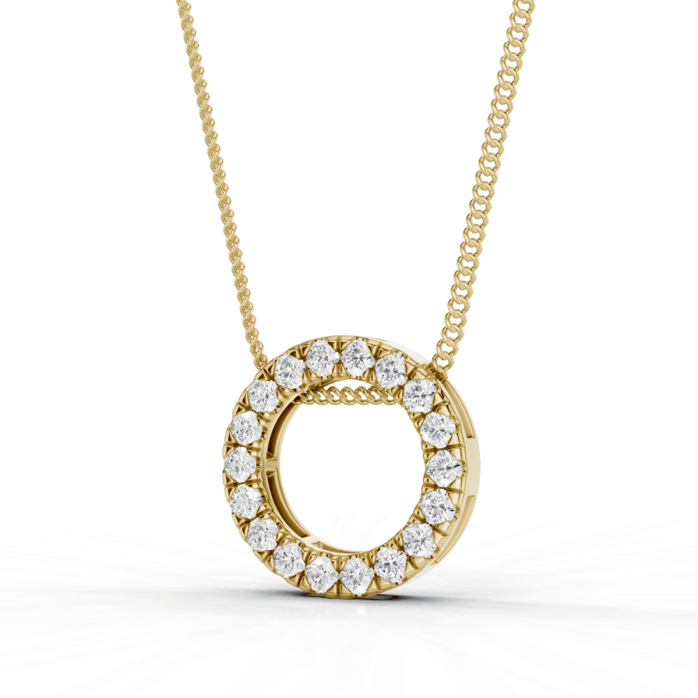 Round Cut Diamond Circle Pendant Necklace
