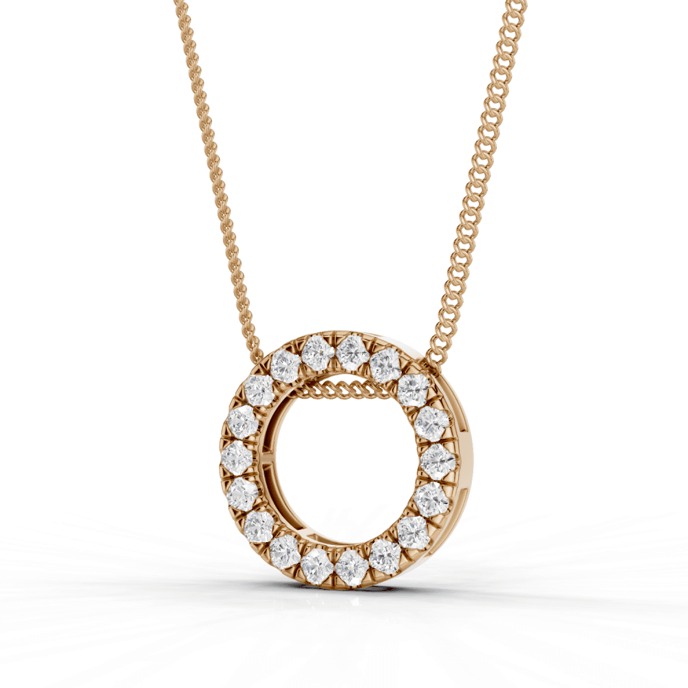 Round Cut Diamond Circle Pendant Necklace
