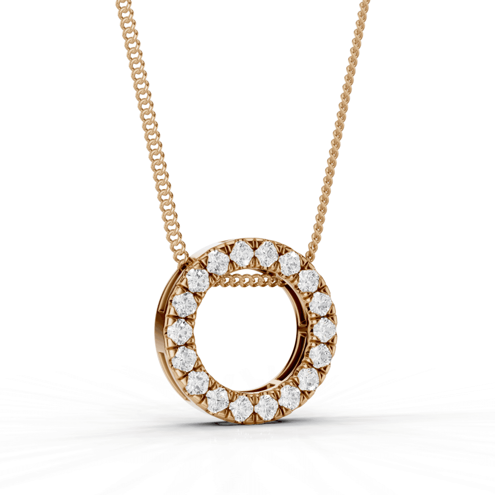 Round Cut Diamond Circle Pendant Necklace