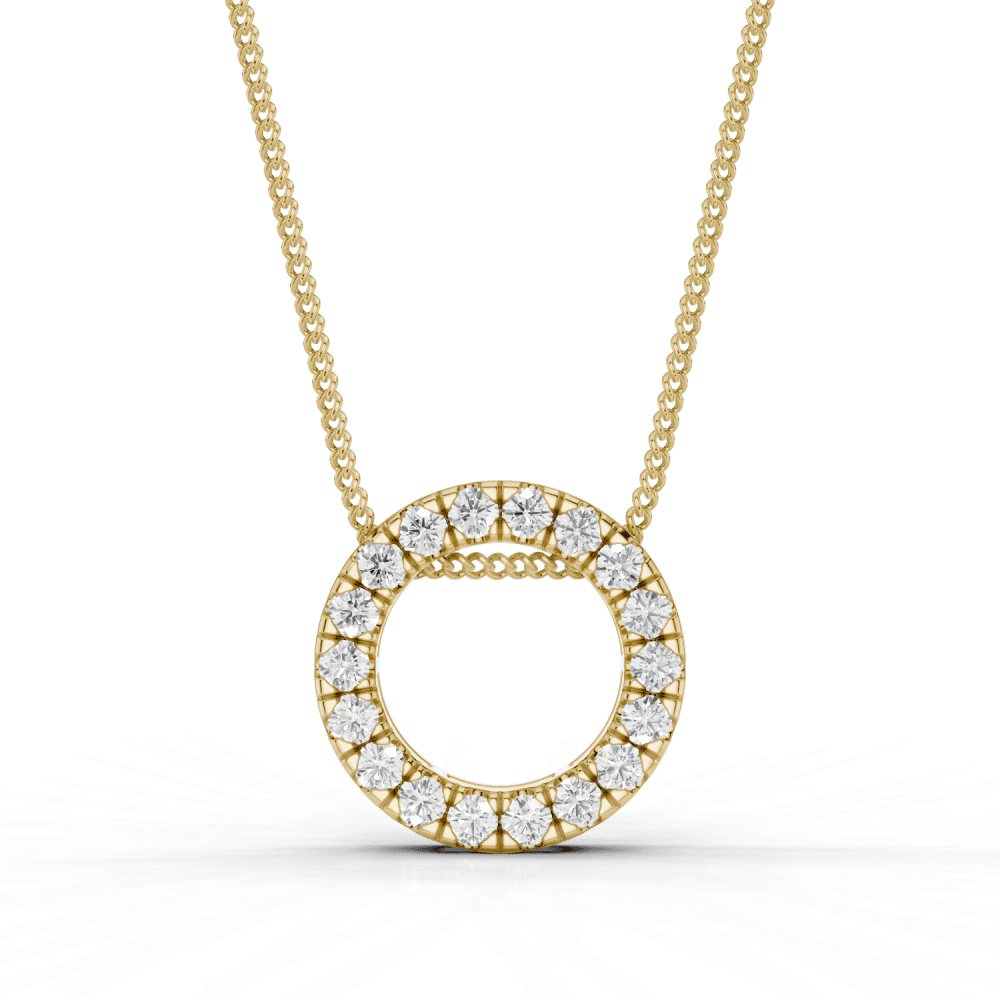 Round Cut Diamond Circle Pendant Necklace