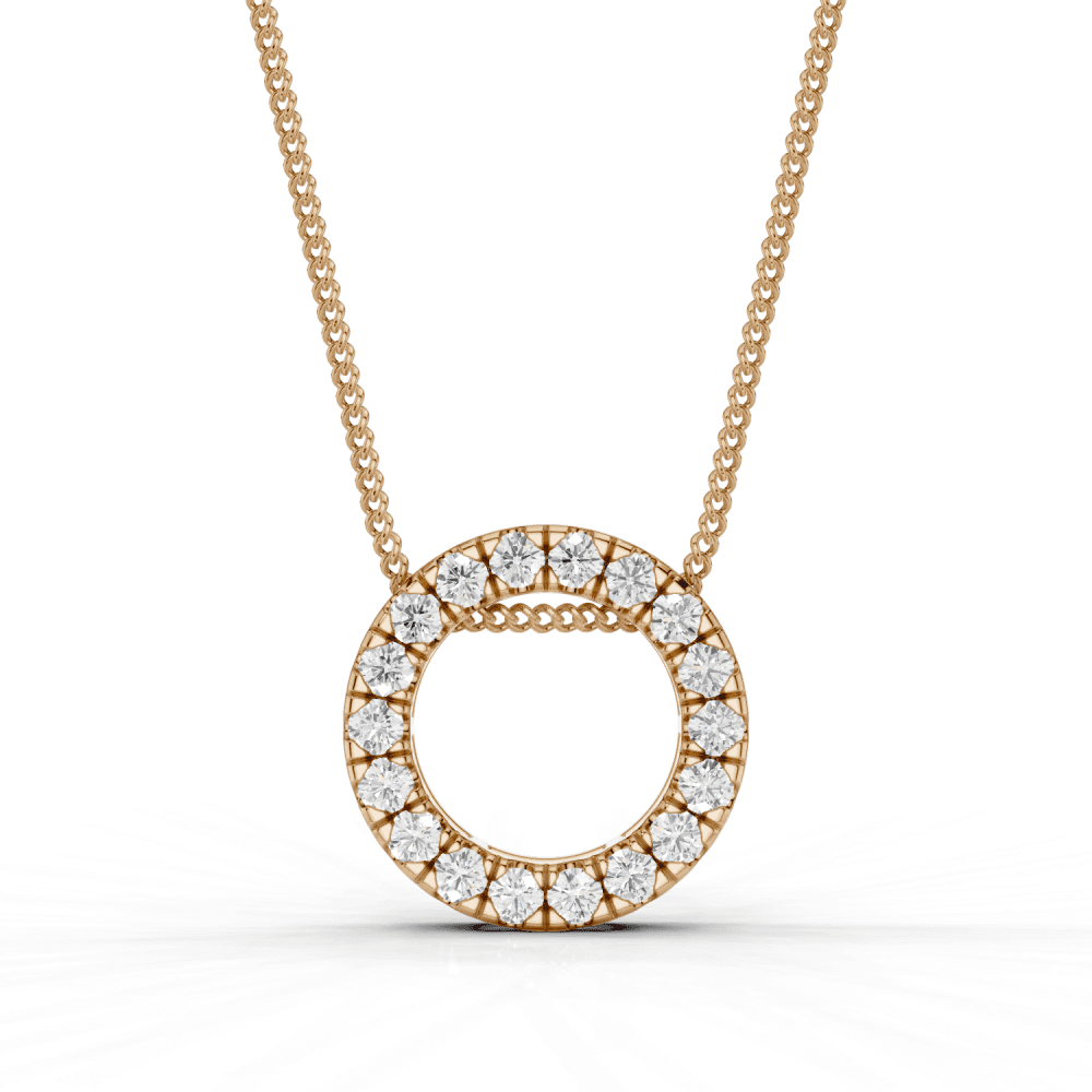 Round Cut Diamond Circle Pendant Necklace