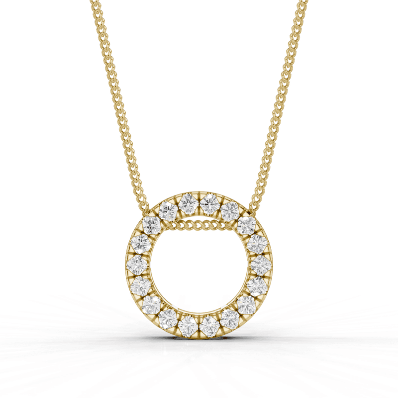 Round Cut Diamond Circle Pendant Necklace
