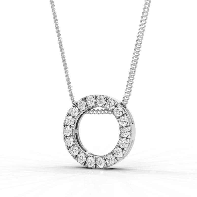Round Cut Diamond Circle Pendant Necklace