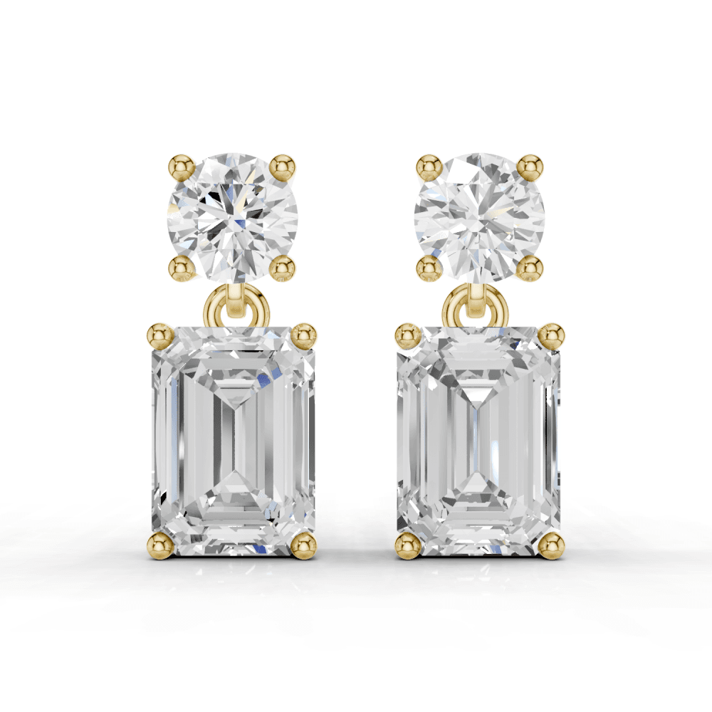 2.5ct Round and Emerald Cut Drop Earrings