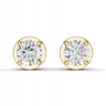 Round Cut Diamond 4 Claw Bezel Stud Earrings